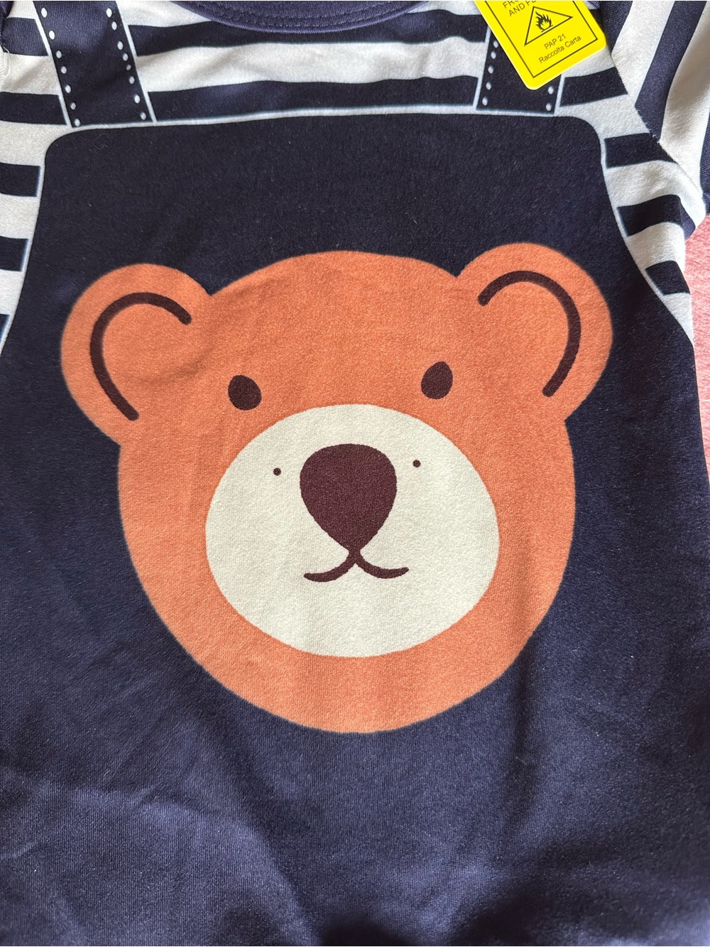 Kids Bear Graphic One-Piece - Navy and Orange